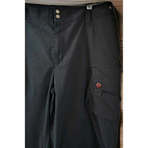 L-RL Lauren Active Cargo Pants Women's Size 16 Black Snap Closure & Pockets - Picture 5 of 16